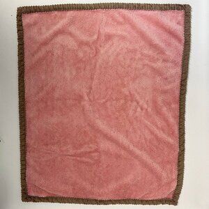 Chick Pea Baby Blanket Pink Tan Border Cozy Reversible Soft Sherpa